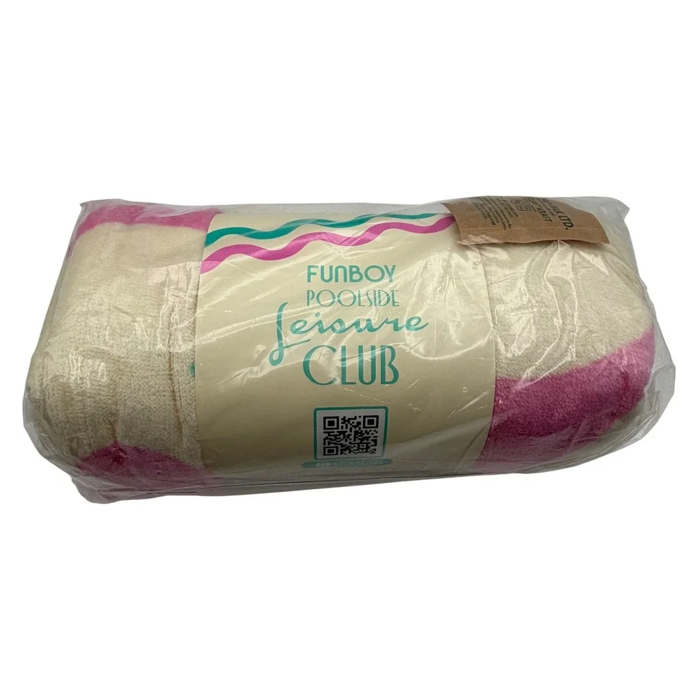 Funboy Poolside Leisure‎ Club Beach Towel Pink Cream 100% Cotton NEW